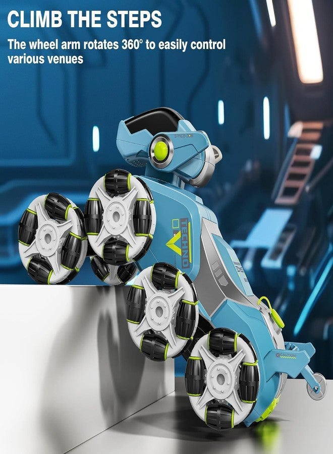 EXOMOON لعبة كلب روبوت بحركات بهلوانية بـ 8 عجلات من إكسومون - جرو يتم التحكم فيه عن بعد بعيون LED، ودخان، ودوران 360 درجة، وعجلات انزلاق - حيوان أليف ذكي قابل لإعادة الشحن للأطفال - Image 5